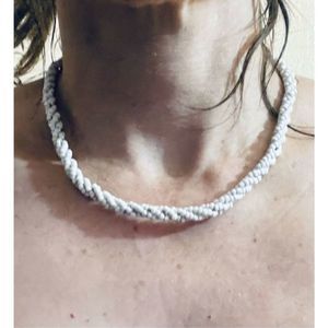 WHITE TWIST ROPE CHOKER NECKLACE